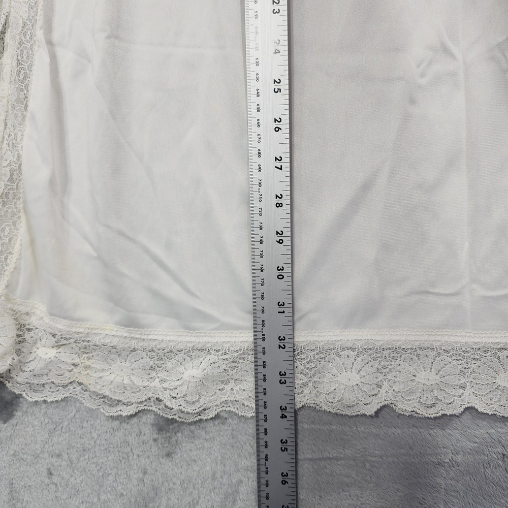 Vintage OPALAIRE‎ Half Slip Womens 1X White Nylon Lace Trim Front Slit Lingerie - Picture 7 of 8